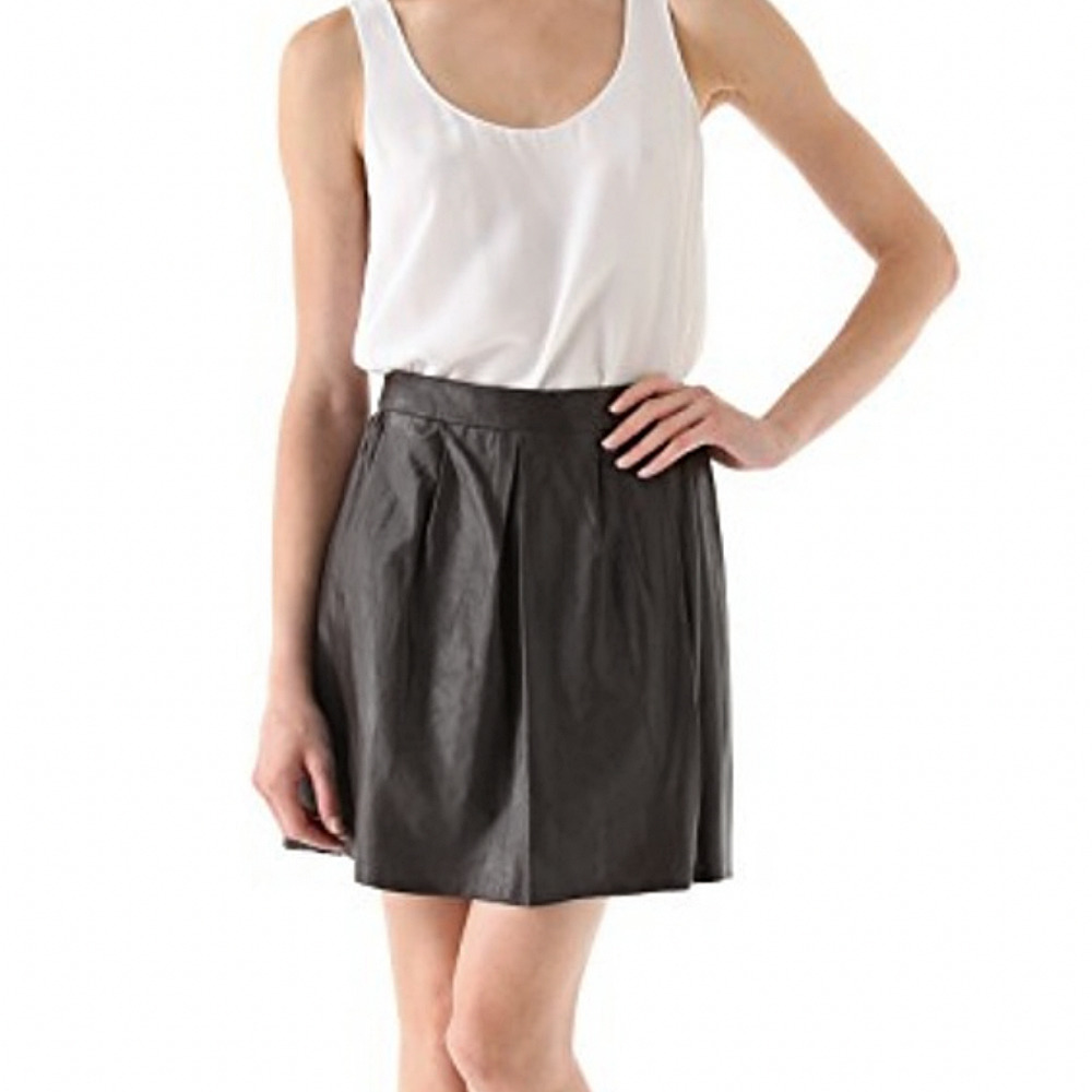 TimeTimeless Chic Genuine Leather Pleated Mini Skirt XS NWOT